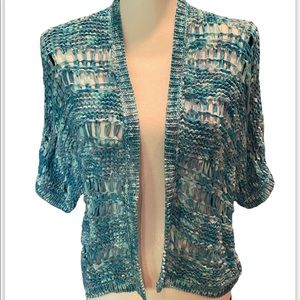 Chico’s woven shrug In Caribbean blues size Medium